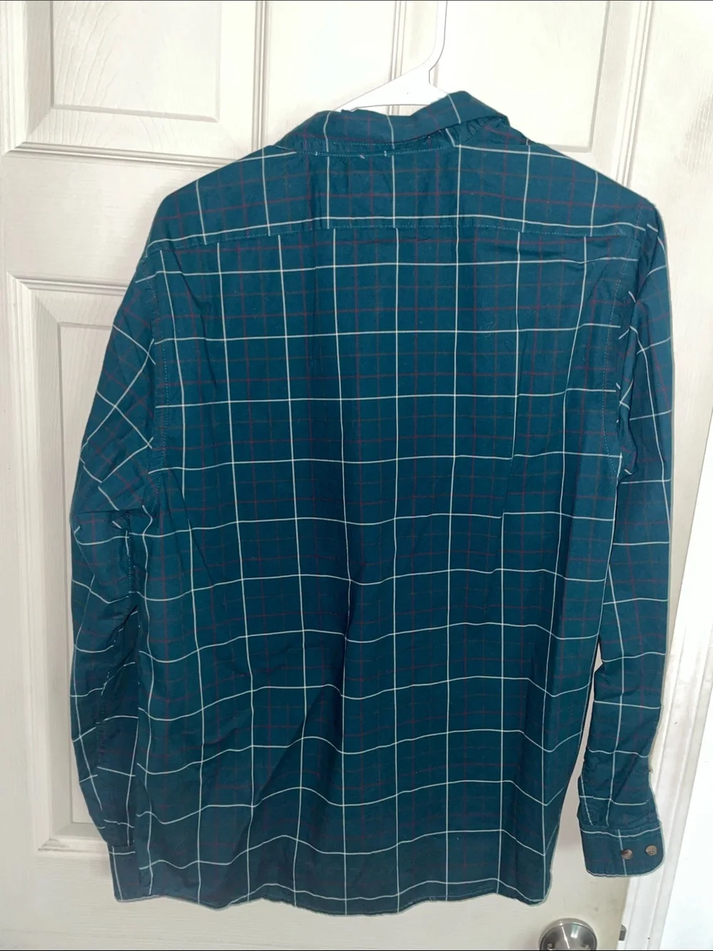 Banana Republic Teal Plaid Button-Up Shirt Jacket